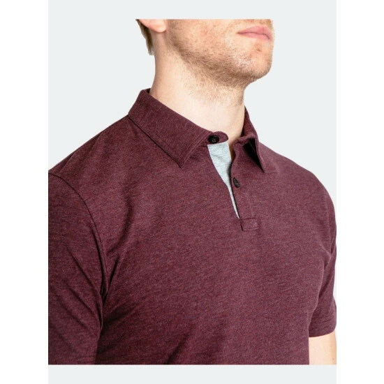 Public Rec Go-To Polo | Men's Heather Burgundy Tops 3 Public Rec Go-To Polo | Men's Heather Burgundy Tops - Image 3