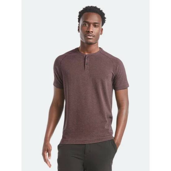 Public Rec Go-To Short Sleeve Henley | Men's Heather Burgundy Shorts 2 Public Rec Go-To Short Sleeve Henley | Men's Heather Burgundy Shorts - Image 2