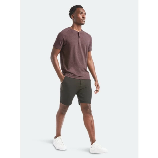 Public Rec Go-To Short Sleeve Henley | Men's Heather Burgundy Shorts 3 Public Rec Go-To Short Sleeve Henley | Men's Heather Burgundy Shorts - Image 3