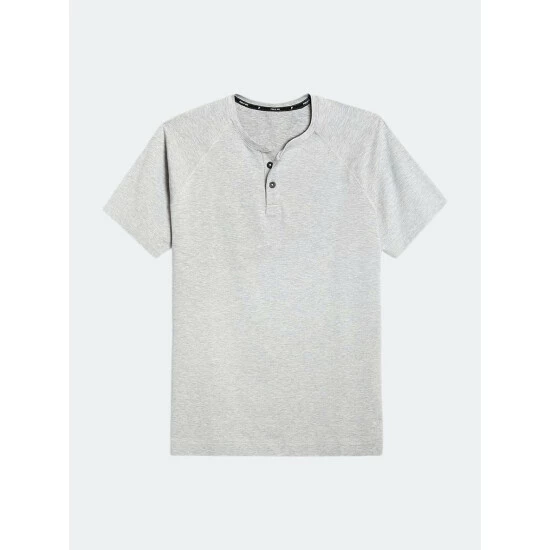 Public Rec Go-To Short Sleeve Henley | Men's Heather Silver Spoon Shorts 1 Public Rec Go-To Short Sleeve Henley | Men's Heather Silver Spoon Shorts