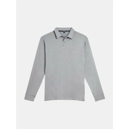 Public Rec Elevate Long Sleeve Polo | Men's Heather Steel Tops 1 Public Rec Elevate Long Sleeve Polo | Men's Heather Steel Tops
