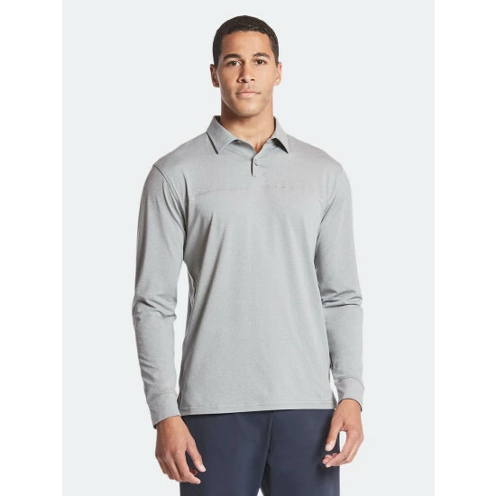 Public Rec Elevate Long Sleeve Polo | Men's Heather Steel Tops 2 Public Rec Elevate Long Sleeve Polo | Men's Heather Steel Tops - Image 2