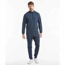 Public Rec Weekend Half Zip | Men&apos;s Heather Navy Sweatshirts, Sweaters & Hoodies -Public Rec Shop unnamed file 410