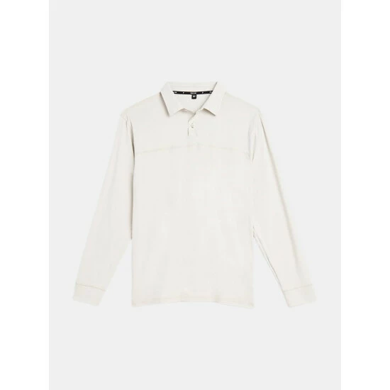 Public Rec Elevate Long Sleeve Polo | Men's Heather Oat Tops 1 Public Rec Elevate Long Sleeve Polo | Men's Heather Oat Tops