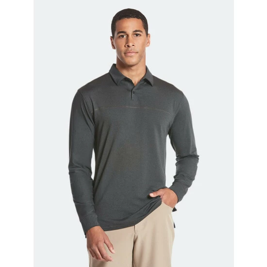 Public Rec Elevate Long Sleeve Polo | Men's Heather Black Tops 2 Public Rec Elevate Long Sleeve Polo | Men's Heather Black Tops - Image 2