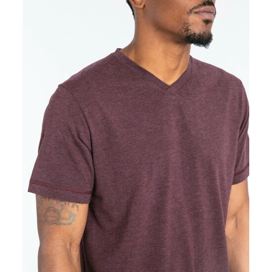 Public Rec Go-To V | Men's Heather Burgundy T-Shirts 3 Public Rec Go-To V | Men's Heather Burgundy T-Shirts - Image 3